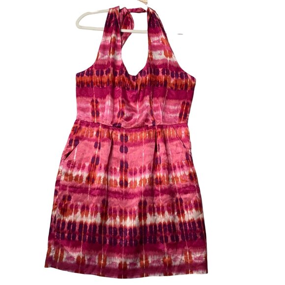 Banana Republic Silk Ikat Halter Dress Women Pockets Formal Above Knee Party - Picture 1 of 6